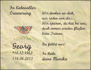 Anzeige von Georg Rist von Schwäbische Zeitung