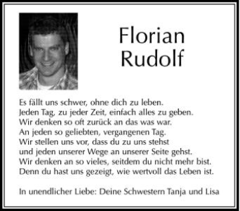 Anzeige von Florian Rudolf von Schwäbische Zeitung