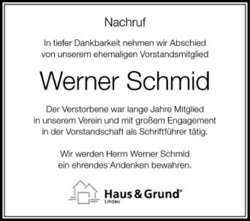  Traueranzeige für werner Schmid vom 07.11.2012 aus Schwäbische Zeitung
