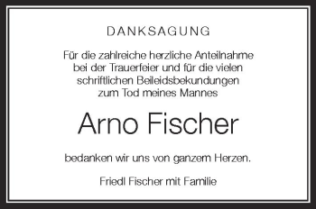 Anzeige von Arno Fischer von Schwäbische Zeitung