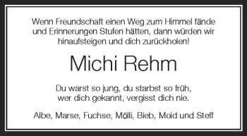 Anzeige von Michi Rehm von Schwäbische Zeitung