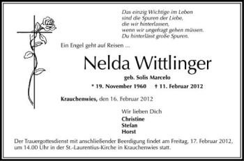 Anzeige von Nelda Wittlinger von Schwäbische Zeitung