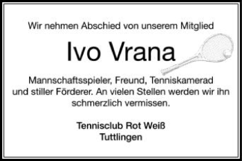 Anzeige von Ivo Vrana von Schwäbische Zeitung