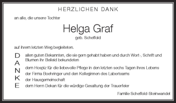 Anzeige von Helga Graf von Schwäbische Zeitung