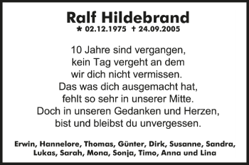 Anzeige von Ralf Hildebrand von Schwäbische Zeitung