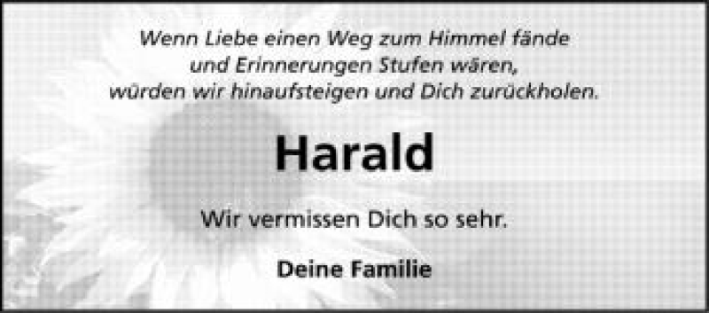  Traueranzeige für Harald  vom 20.10.2012 aus Schwäbische Zeitung