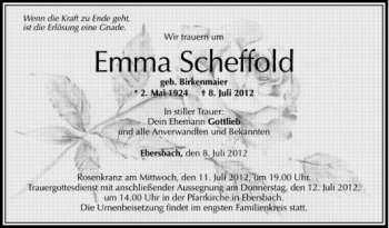 Anzeige von Emma Scheffold von Schwäbische Zeitung