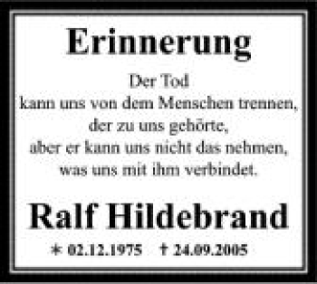Anzeige von Ralf Hildebrand von Schwäbische Zeitung