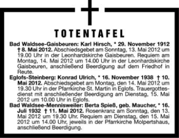 Anzeige von 6359353801  von Schwäbische Zeitung