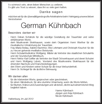 Anzeige von German Kühnbach von Schwäbische Zeitung
