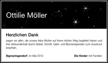 Anzeige von Ottilie Möller von Schwäbische Zeitung