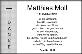 Anzeige von Matthias Moll von Schwäbische Zeitung