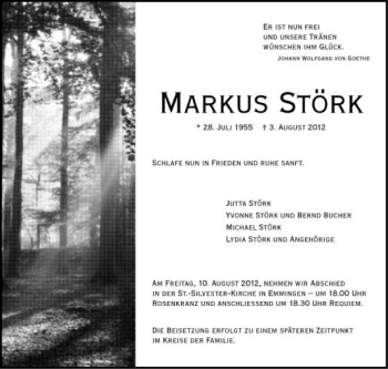 Anzeige von Markus Störk von Schwäbische Zeitung