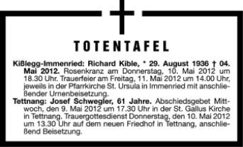 Anzeige von 6359029101  von Schwäbische Zeitung