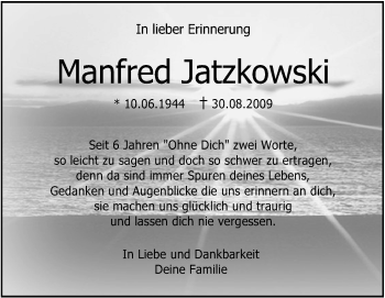 Anzeige von Manfred Jatzkowski von Schwäbische Zeitung