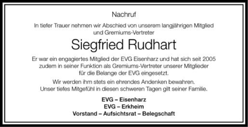  Traueranzeige für Siegfried Rudhart vom 29.09.2012 aus Schwäbische Zeitung