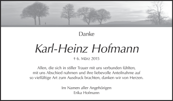 Anzeige von Karl-Heinz Hofmann von Schwäbische Zeitung