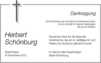 Anzeige von Herbert Schönburg von Schwäbische Zeitung
