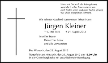 Anzeige von Jürgen Kleiner von Schwäbische Zeitung