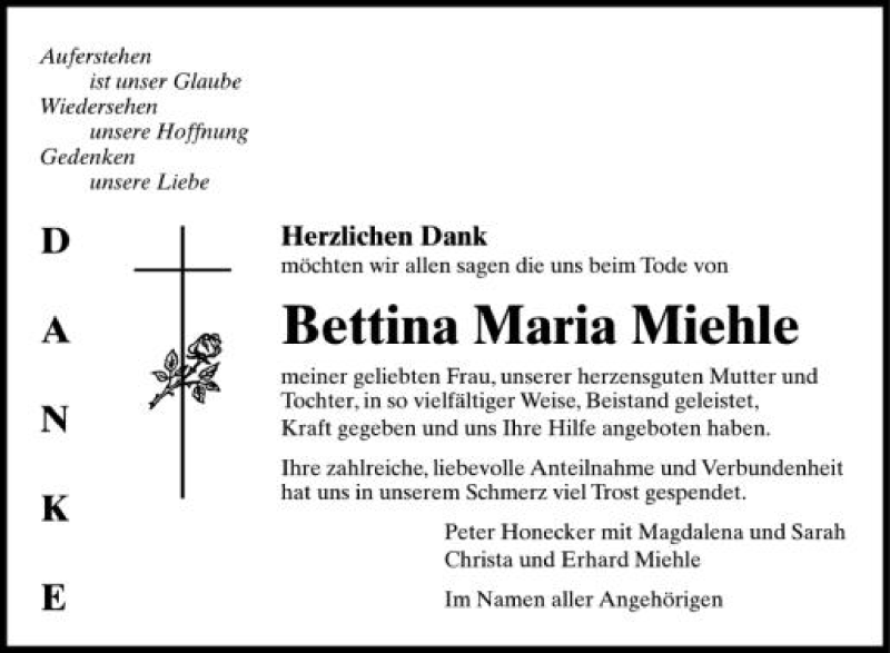  Traueranzeige für Bettina Maria Miehle vom 01.09.2012 aus Schwäbische Zeitung