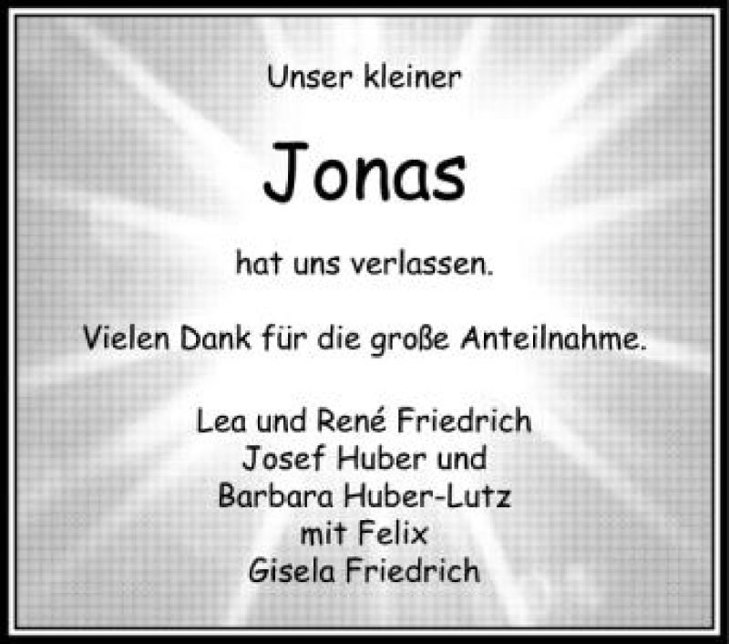  Traueranzeige für Jonas  vom 21.04.2012 aus Schwäbische Zeitung