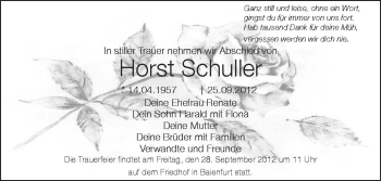Anzeige von Horst Schuller von Schwäbische Zeitung