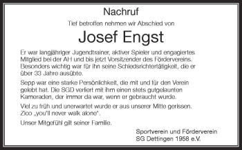Anzeige von Josef Engst von Schwäbische Zeitung