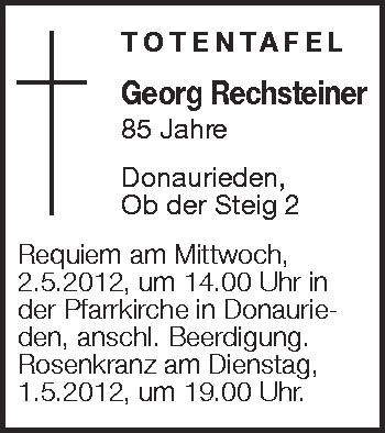Anzeige von Georg Rechsteiner von Schwäbische Zeitung