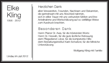 Anzeige von Elke Kling von Schwäbische Zeitung