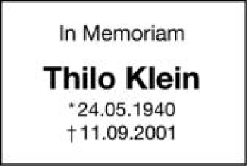 Anzeige von Thilo Klein von Schwäbische Zeitung