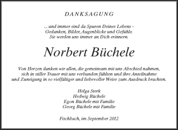 Anzeige von Norbert Büchele von Schwäbische Zeitung