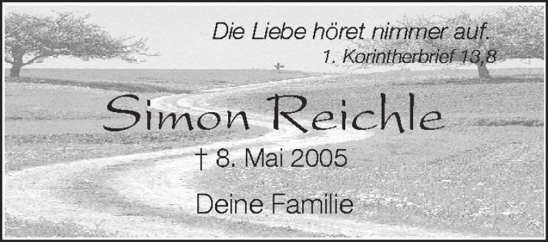  Traueranzeige für Simon Reichle vom 08.05.2012 aus Schwäbische Zeitung