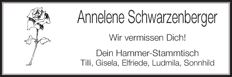  Traueranzeige für Annelene Schwarzenberger vom 24.11.2012 aus Schwäbische Zeitung