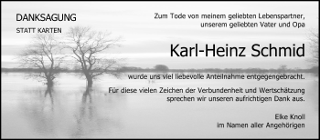 Anzeige von Karl-Heinz Schmid von Schwäbische Zeitung
