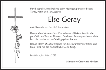 Anzeige von Else Geray von Schwäbische Zeitung