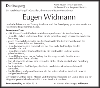 Anzeige von Eugen Widmann von Schwäbische Zeitung