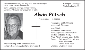Anzeige von Alwin Pütsch von Schwäbische Zeitung
