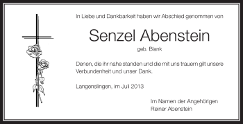 Anzeige von Senzel Abenstein von Schwäbische Zeitung