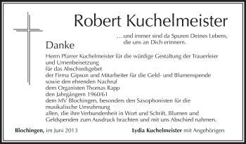 Anzeige von Robert Kuchelmeister von Schwäbische Zeitung