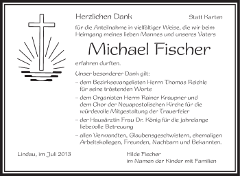 Anzeige von Michael Fischer von Schwäbische Zeitung