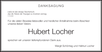 Anzeige von Hubert Locher von Schwäbische Zeitung