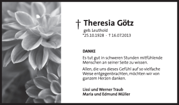 Anzeige von Theresia Götz von Schwäbische Zeitung