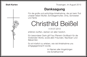 Anzeige von Christhild Beißel von Schwäbische Zeitung