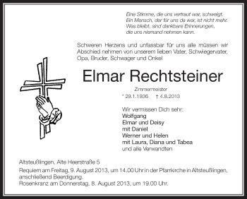 Anzeige von Elmar Rechtsteiner von Schwäbische Zeitung