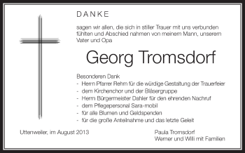 Anzeige von Georg Tromsdorf von Schwäbische Zeitung