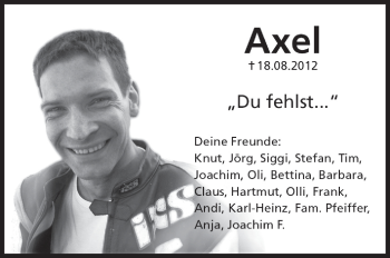 Anzeige von Axel  von Schwäbische Zeitung