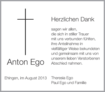 Anzeige von Anton Ego von Schwäbische Zeitung