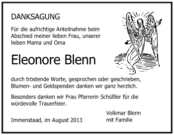 Anzeige von Eleonore Blenn von Schwäbische Zeitung