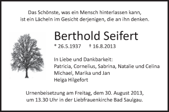 Anzeige von Berthold Seifert von Schwäbische Zeitung