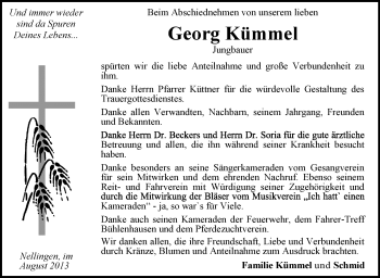 Anzeige von Georg Kümmel von Schwäbische Zeitung